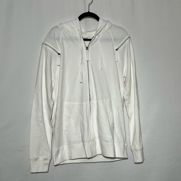 Helmut Lang Full Zip Hoodie Drawstring Jacket White Womens Size Large - Picture 1 of 9